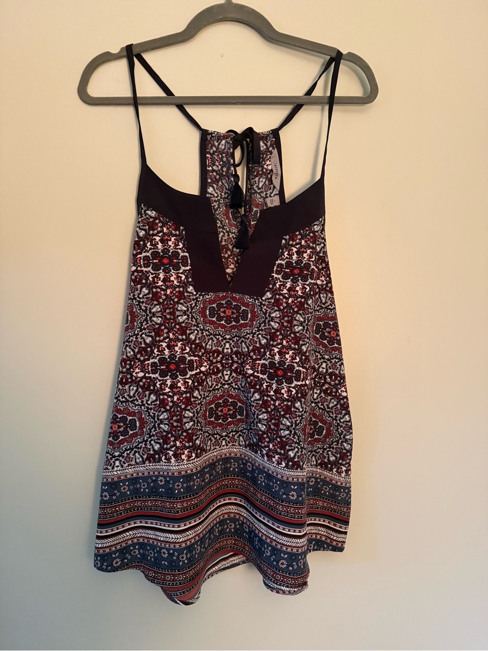 Athleta Burgundy Multi Print Spaghetti Strap Tank